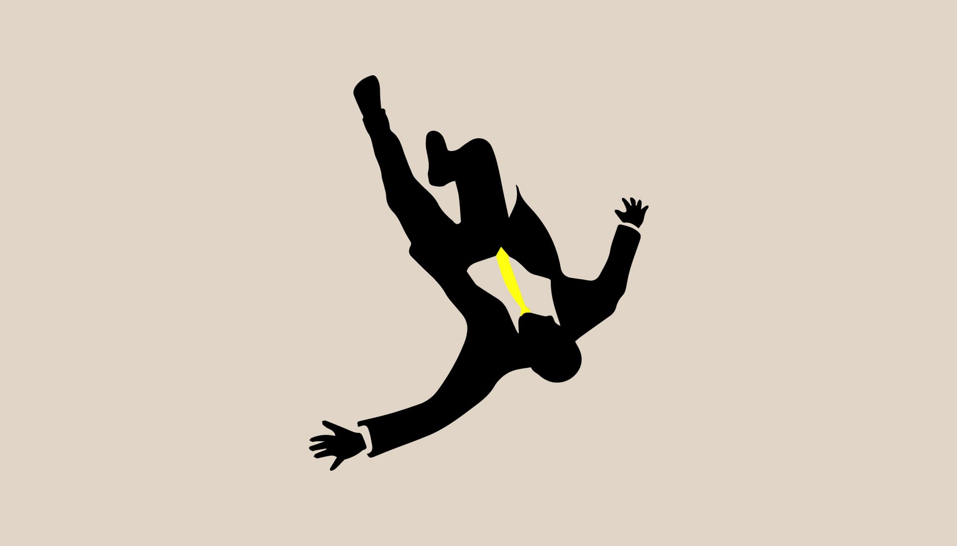 An icon of a business man in a business suit falling